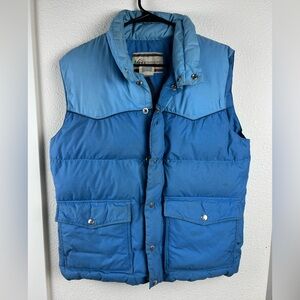 REI Vintage Down Blue Two-Tone Blue Puffer Vest Mens Medium